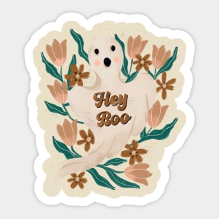 Cute Boho Floral Halloween Boo Ghost Sticker